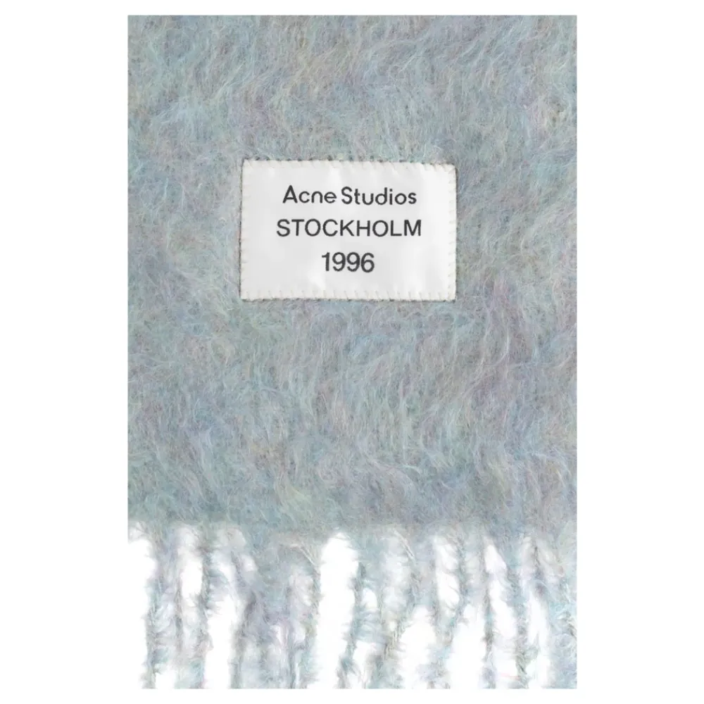 Acne Studios Tørklæder*Uldtørklæde med logo Blå