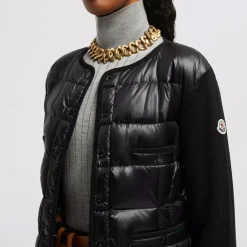 Moncler Jakker*Vatteret uld cardigan - Elegant klassiker Sort