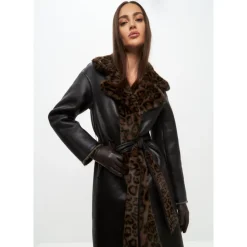 Cesare Gaspari Frakker*Vendbar Lang Vinter Faux Fur Frakke Sort