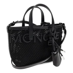 Moncler Håndtasker*Very Mesh & Leather Tote Bag Sort