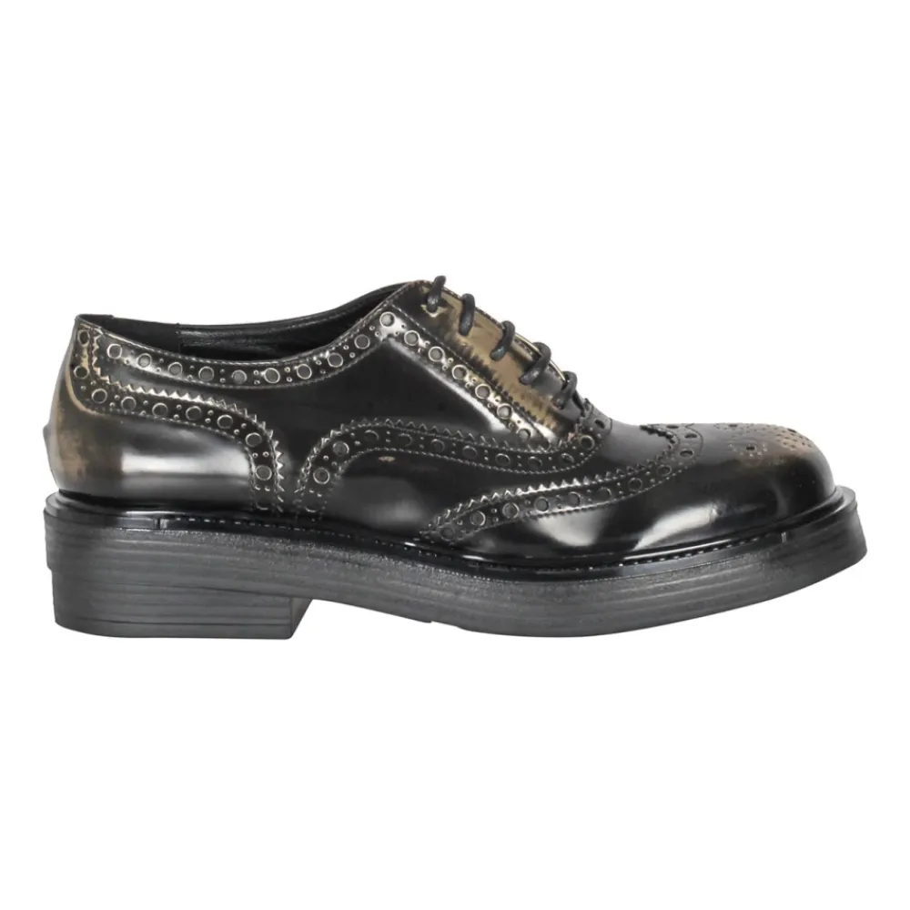 Strategia Snøresko*Vintage børstet læder lavtop sko Sort