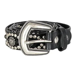 Campomaggi Bælter*Vintage læderbælte med nitter og nitter Sort