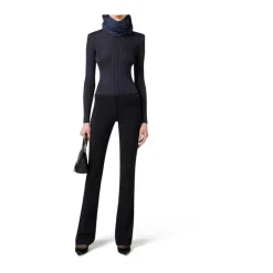 Elisabetta Franchi Striktrøjer & Sweatere*Viscose Top with Logo Details Blå