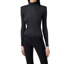 Elisabetta Franchi Striktrøjer & Sweatere*Viscose Top with Logo Details Blå