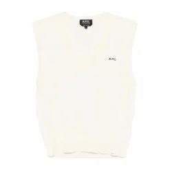 A.P.C. Striktrøjer & Sweatere*V-neck Vest Hvid