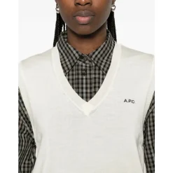 A.P.C. Striktrøjer & Sweatere*V-neck Vest Hvid