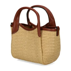 Emporio Armani Bæltetasker*Vævet strå lille shopper taske med logo Brun