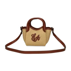 Emporio Armani Bæltetasker*Vævet strå lille shopper taske med logo Brun
