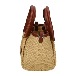 Emporio Armani Bæltetasker*Vævet strå lille shopper taske med logo Brun