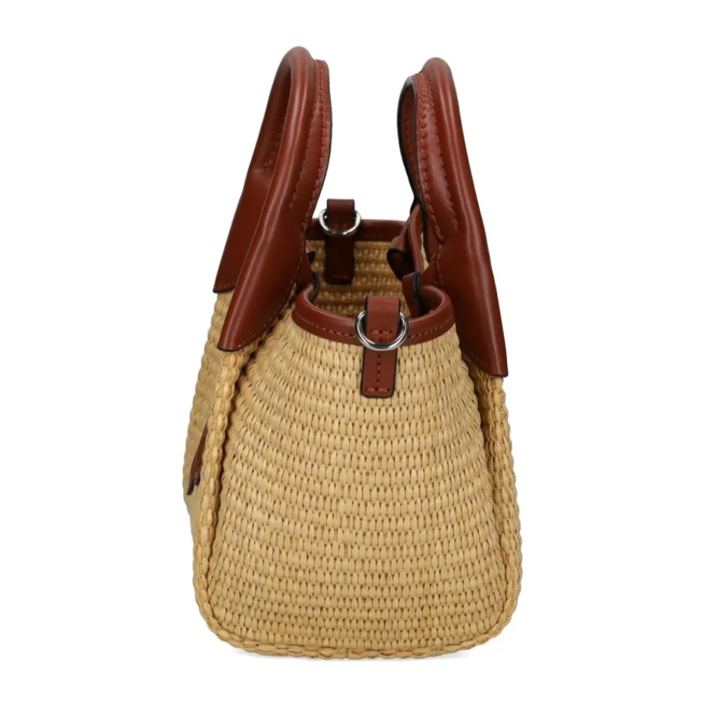 Emporio Armani Bæltetasker*Vævet strå lille shopper taske med logo Brun