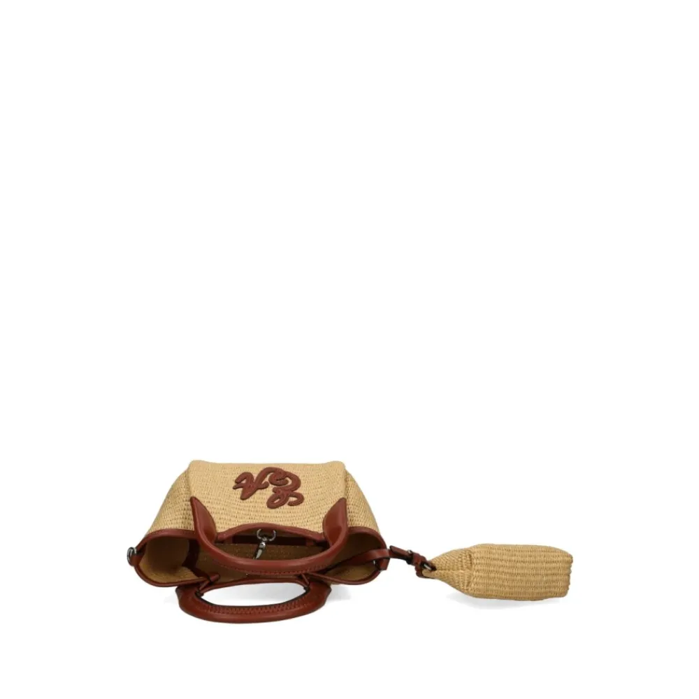 Emporio Armani Bæltetasker*Vævet strå lille shopper taske med logo Brun