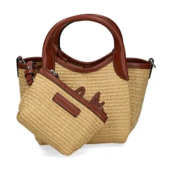 Emporio Armani Bæltetasker*Vævet strå lille shopper taske med logo Brun