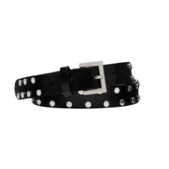 Dondup Bælter*WC301 Bælte i kalveskind med nitter Sort