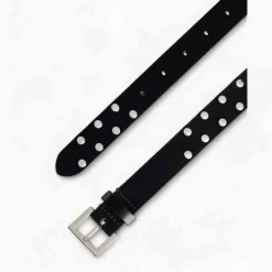 Dondup Bælter*WC301 Bælte i kalveskind med nitter Sort