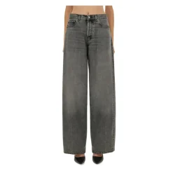 Haikure Jeans*Wide Leg Distressed Denim Jeans Grå