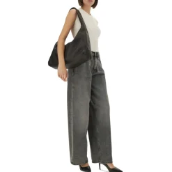 Haikure Jeans*Wide Leg Distressed Denim Jeans Grå