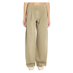 Golden Goose Bukser*Wide Leg Plisserede Fløjlsbukser Grøn