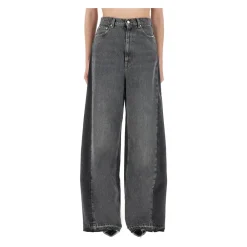 Stella McCartney Jeans*Wide-Leg Jeans med Kontrastdenim Sort