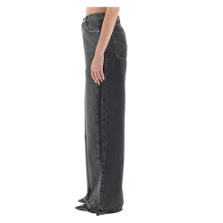 Stella McCartney Jeans*Wide-Leg Jeans med Kontrastdenim Sort