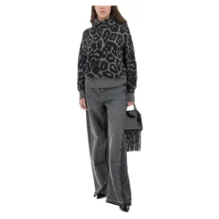 Stella McCartney Jeans*Wide-Leg Jeans med Kontrastdenim Sort