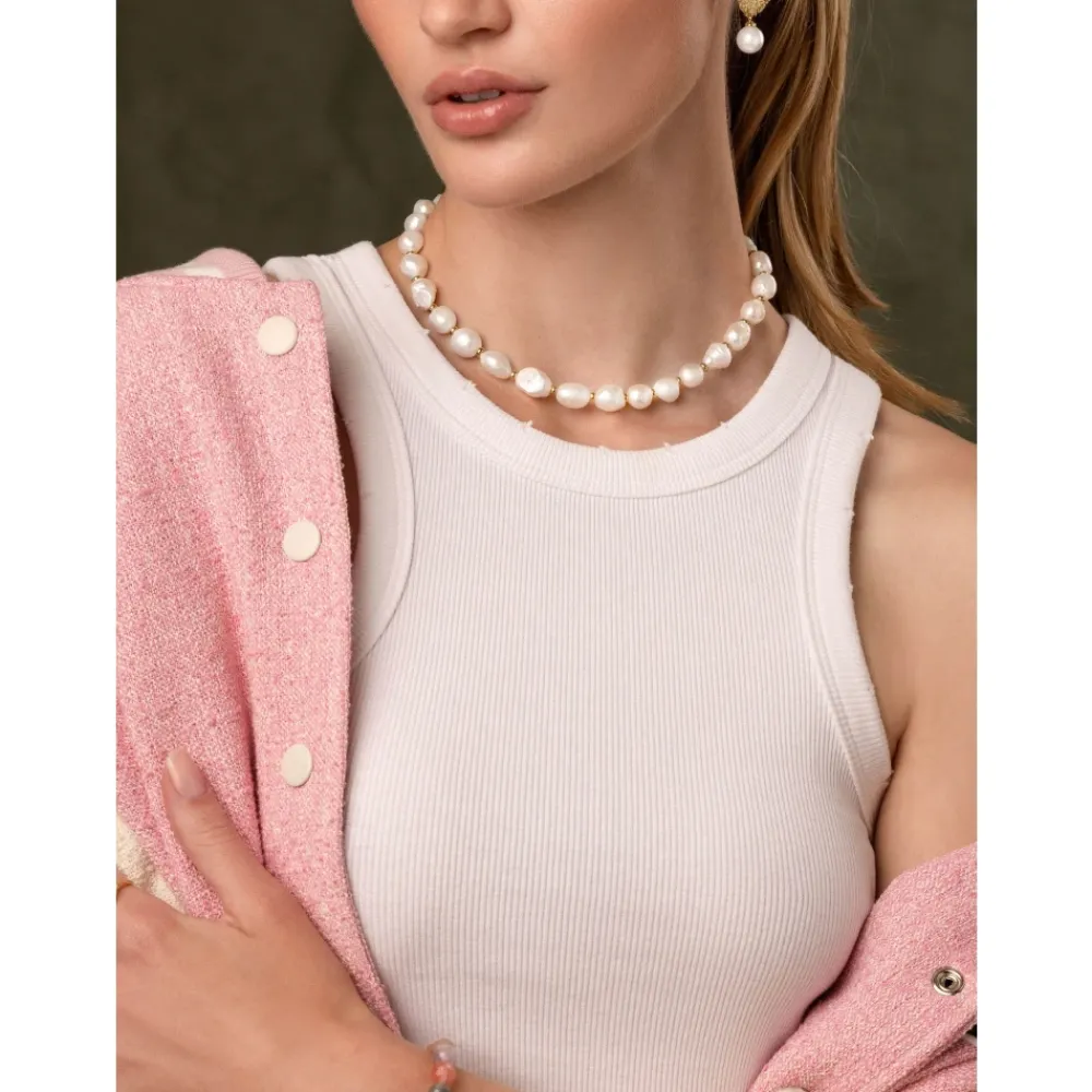 Nialaya Smykker*Women's Baroque Pearl Choker Gul