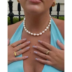 Nialaya Smykker*Women's Baroque Pearl Choker Gul