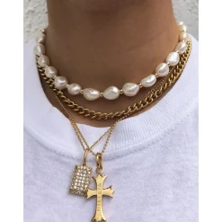 Nialaya Smykker*Women's Baroque Pearl Choker Gul