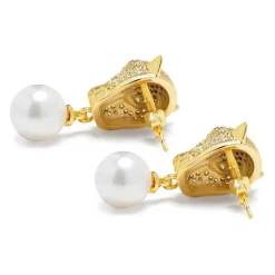 Nialaya Smykker*Women's Panther Earring with Pearl Drop Gul