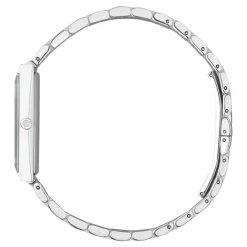 Gucci Ure*YA127504 - G-Frame Stålkasse, sort skive med 3 diamanter, stålarmbånd Grå