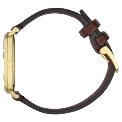 Gucci Ure*YA157411 - Grip t d PVD, 3 vinduer der angiver time, minut & dato, bordeaux læderrem Gul